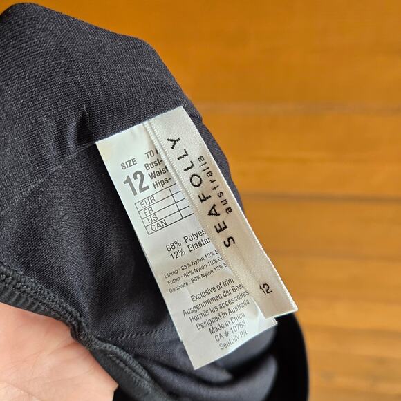 Anthropologie Seafolly Active One Shoulder Cutout Black Swimsuit One Piece 12 - Picture 5 of 5